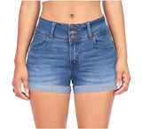 Wjczt High-Waist Jean Button Zipper Women&#39;s Denim Shorts Scratched Pocket Design Shorts Femme Short Mujer Pantalones Cortos Mujer