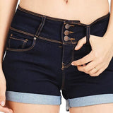 Wjczt High-Waist Jean Button Zipper Women&#39;s Denim Shorts Scratched Pocket Design Shorts Femme Short Mujer Pantalones Cortos Mujer