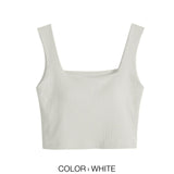 Wjczt Women&#39;s Tank Tops Built-in Bra Bra-Top Elastic Modal Twill Vest Camisoles Camis Square Neck Sleeveless Sexy Casual Female