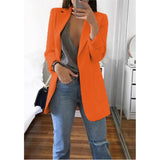 Wjczt Women&#39;s Blazer jackets Spring Autumn Casual Plus Size Fashion Basic Notched Slim Solid Coats Office Ladies OutwearChic loosecoat