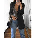 Wjczt Women&#39;s Blazer jackets Spring Autumn Casual Plus Size Fashion Basic Notched Slim Solid Coats Office Ladies OutwearChic loosecoat