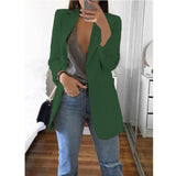 Wjczt Women&#39;s Blazer jackets Spring Autumn Casual Plus Size Fashion Basic Notched Slim Solid Coats Office Ladies OutwearChic loosecoat