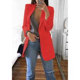 Wjczt Women&#39;s Blazer jackets Spring Autumn Casual Plus Size Fashion Basic Notched Slim Solid Coats Office Ladies OutwearChic loosecoat