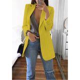 Wjczt Women&#39;s Blazer jackets Spring Autumn Casual Plus Size Fashion Basic Notched Slim Solid Coats Office Ladies OutwearChic loosecoat