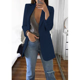 Wjczt Women&#39;s Blazer jackets Spring Autumn Casual Plus Size Fashion Basic Notched Slim Solid Coats Office Ladies OutwearChic loosecoat