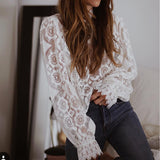 Wjczt Sexy lace blouse white fashion full sleeve blusa feminina ladies tops vintage sexy lace shirt vetidos mujer 2022 spring new za