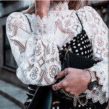 Wjczt Sexy lace blouse white fashion full sleeve blusa feminina ladies tops vintage sexy lace shirt vetidos mujer 2022 spring new za