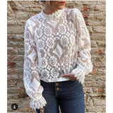 Wjczt Sexy lace blouse white fashion full sleeve blusa feminina ladies tops vintage sexy lace shirt vetidos mujer 2022 spring new za