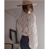 Wjczt Sexy lace blouse white fashion full sleeve blusa feminina ladies tops vintage sexy lace shirt vetidos mujer 2022 spring new za