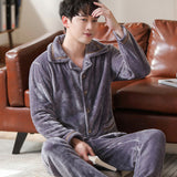 Wjczt Warm Sleepwear Men&#39;s Flannel Winter Thick Pajama Male Thick Long Sleeve Pijama Casual Autumn Pyjamas Men Coral Fleece Sleep XXXL