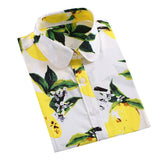 Wjczt Women Cotton Shirt Fashion Vintage Blouses 5XL Plus Size Lemon Print Blusas QY0442 Floral Women Long Sleeve Female Top