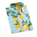 Wjczt Women Cotton Shirt Fashion Vintage Blouses 5XL Plus Size Lemon Print Blusas QY0442 Floral Women Long Sleeve Female Top