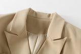 Wjczt New Stylish 2022 Classic Designer Blazer Women&#39;s Double Breasted Metal Lion Buttons Blazer Jacket Outer Wear Khaki