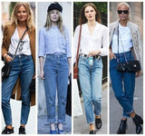 Wjczt Vintage ladies boyfriend jeans for women mom high waisted jeans blue casual pencil trousers korean streetwear denim pants