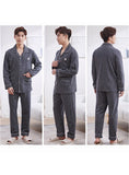 Wjczt Summer Casual Striped Cotton Pajama Sets for Men Short Sleeve Long Pants Sleepwear Pyjama Male Homewear Lounge Wear Clothes