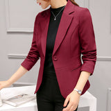 Wjczt Women&#39;s Blazer 2022 Red Long Sleeve Blazers Pockets Jackets Coat Slim Office Lady Jacket Female Tops Suit Blazer Femme Jackets