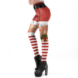 Wjczt Christmas Belt Leggings Gift Autumn Winter Festival Legging Plus Size Women 3D Stripe Sexy High Waist Skinny Leggins