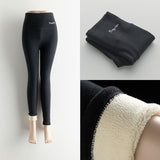 Wjczt Women Thick Fleece Legging High Waist Letters Legging Pants Stretch Winter Seamless Fitness Can Be Worn Below Zero