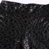 Wjczt Women High Waist Black Leggings Leopard Textured Stretchy Faux Leather Pants Female Sexy Skinny Autumn Leggings S-XL