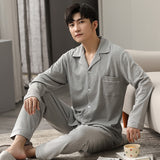 Wjczt Autumn Winter 100% Cotton Pijama for Men Dormir Lounge Sleepwear Pyjamas Blue Bedgown Home Clothes Man Bedroom PJ Cotton Pajamas