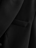 Wjczt Women 2022 Fashion Double-breasted Blazers Coat Vintage Long Sleeves Female Black Slim Tassel Drill Decoration Chic Outerwear