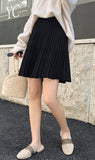 Wjczt Plus Size M-5XL Spring New Women&#39;s Pleated Skirt Preppy Style High Waist Solid Fashion Knitting Warm Skirts B9D601S