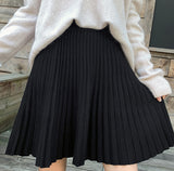 Wjczt Plus Size M-5XL Spring New Women&#39;s Pleated Skirt Preppy Style High Waist Solid Fashion Knitting Warm Skirts B9D601S