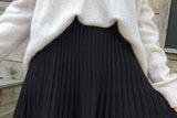 Wjczt Plus Size M-5XL Spring New Women&#39;s Pleated Skirt Preppy Style High Waist Solid Fashion Knitting Warm Skirts B9D601S