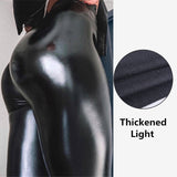 Wjczt S-5XL Plus Size Winter PU Leather Leggings Women  Thickened Warm Legging High Waist Leggings Black Leather Pants Women