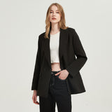 Wjczt Autumn and winter women&#39;s blazer jacket casual solid color double-breasted pocket decorative coat