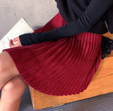 Wjczt Plus Size M-5XL Spring New Women&#39;s Pleated Skirt Preppy Style High Waist Solid Fashion Knitting Warm Skirts B9D601S