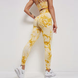 Wjczt Tie Dye Seamless Leggings Women Fitness Push Up Leggings Booty Lifting Workout Pants Gym Running Leggings