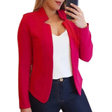 Wjczt Fall Fashion Women Solid Color Long Sleeve Stand Collar Slims Fit Blazer Coat Women&#39;s Clothing Blazers Fashion Long Sleeve Suits