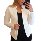 Wjczt Fall Fashion Women Solid Color Long Sleeve Stand Collar Slims Fit Blazer Coat Women&#39;s Clothing Blazers Fashion Long Sleeve Suits