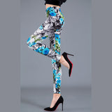 Wjczt Women Floral Printed Exercise Colorful Peony flower Female Elastic Leggins High Waist Pants Push Up Trousers Fitness Leggings