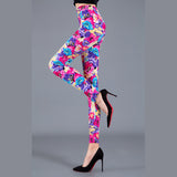 Wjczt Women Floral Printed Exercise Colorful Peony flower Female Elastic Leggins High Waist Pants Push Up Trousers Fitness Leggings