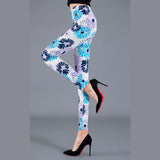 Wjczt Women Floral Printed Exercise Colorful Peony flower Female Elastic Leggins High Waist Pants Push Up Trousers Fitness Leggings