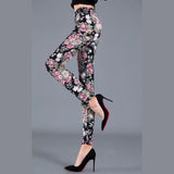 Wjczt Women Floral Printed Exercise Colorful Peony flower Female Elastic Leggins High Waist Pants Push Up Trousers Fitness Leggings