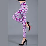 Wjczt Women Floral Printed Exercise Colorful Peony flower Female Elastic Leggins High Waist Pants Push Up Trousers Fitness Leggings