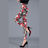 Wjczt Women Floral Printed Exercise Colorful Peony flower Female Elastic Leggins High Waist Pants Push Up Trousers Fitness Leggings