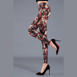 Wjczt Women Floral Printed Exercise Colorful Peony flower Female Elastic Leggins High Waist Pants Push Up Trousers Fitness Leggings