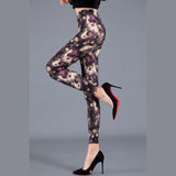 Wjczt Women Floral Printed Exercise Colorful Peony flower Female Elastic Leggins High Waist Pants Push Up Trousers Fitness Leggings