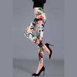 Wjczt Women Floral Printed Exercise Colorful Peony flower Female Elastic Leggins High Waist Pants Push Up Trousers Fitness Leggings