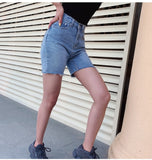 Wjczt High Waist Slim Denim Shorts Bermuda Plus Size Woman New Fashion Tassel Tight Five-point Denim Shorts Washed Sexy Female summer