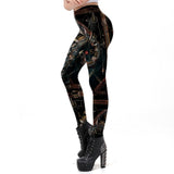 Wjczt [You&#39;re My Secret] Vintage Mechanical Gear Women Leggings Workout Pants 3D Printed Steampunk Slim Leggins Fitness Sexy Legins