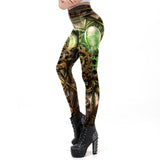 Wjczt [You&#39;re My Secret] Vintage Mechanical Gear Women Leggings Workout Pants 3D Printed Steampunk Slim Leggins Fitness Sexy Legins