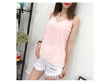 Wjczt Summer Korean Fashion Chiffon Women Camis Streetwear Sleeveless Black Female Tank Tops Slim Pink Shirt Spaghetti Strap Tank Top