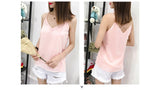 Wjczt Summer Korean Fashion Chiffon Women Camis Streetwear Sleeveless Black Female Tank Tops Slim Pink Shirt Spaghetti Strap Tank Top