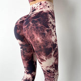 Wjczt Tie Dye Seamless Leggings Women Fitness Gym High Waist Pants Push Up Workout Running Sports Butt Lift Leggings Anti Cellulite