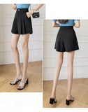 Wjczt New Fashion High Waist A-line Pleated Shorts Skirts Women Summer Solid Color Wide-leg Shorts Office Lady Casual Shorts